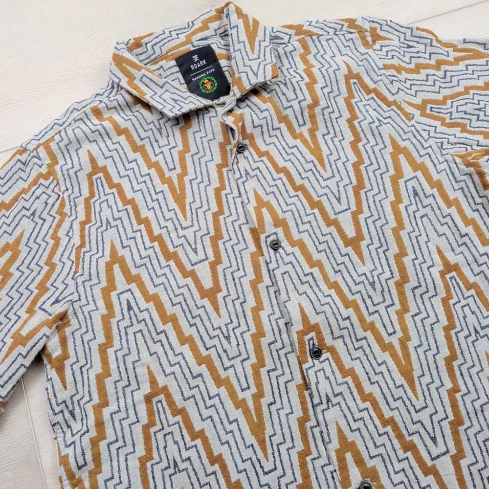 Roark Gonzo Manawa Tapu Short Sleeve Button Up Shirt Mens S Geometric RW605